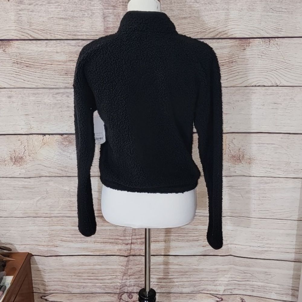 NWT Xersion Faux Fur‎ Black Half Zip Sweatshirt Size X-Small - Picture 9 of 14